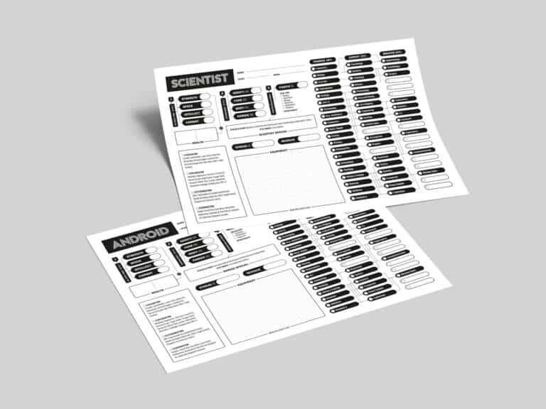 Free fillable character sheets for Mothership RPG